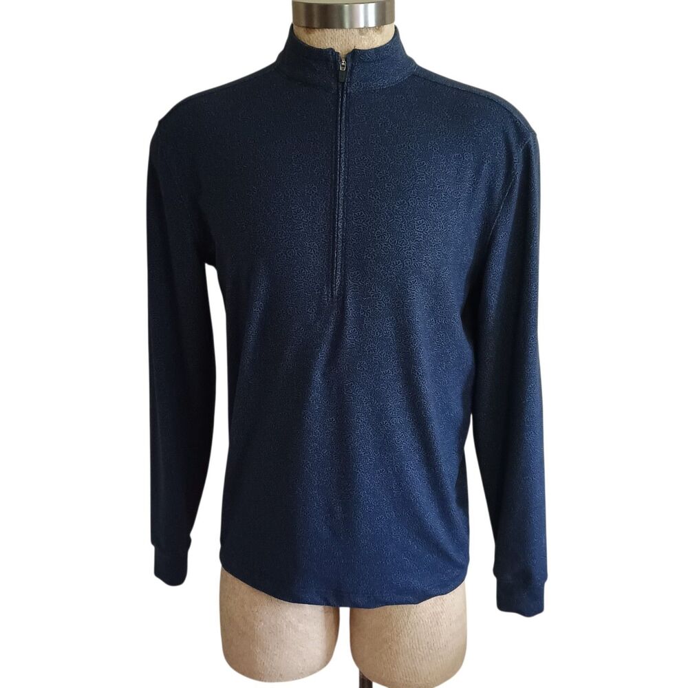 Johnnie-O 1/4 Zip Pullover Shirt Mens Sz S Navy Blue Golf Performance Floral